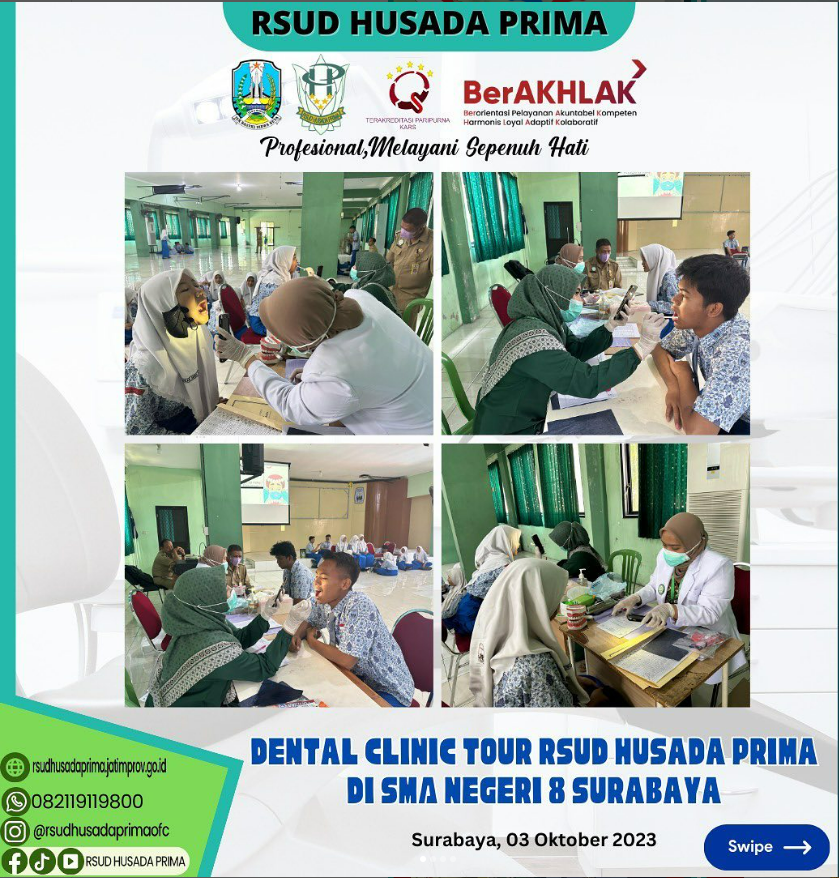 Foto kegiatan Dental Clinic Tour RSUD Husada Prima di SMA Negeri 8 Surabaya 2023